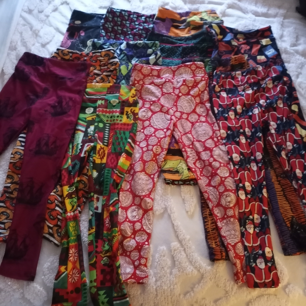 LuLuRoe girl leggings lot of 12. Worn not worn out